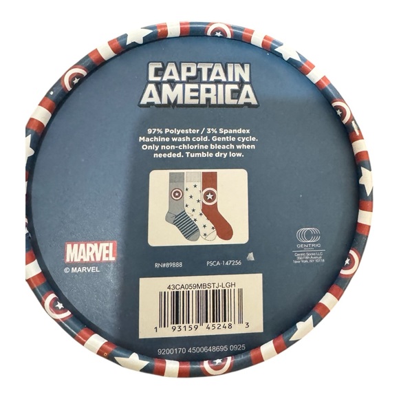 Captain America 3-Pair Crew Socks Shield Gift Set | Marvel | New - Picture 2 of 4
